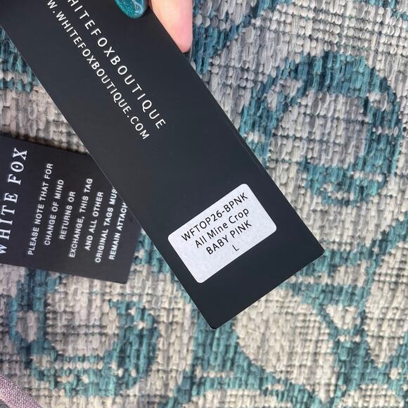 White Fox Boutique Stargazing Pants and All Mine Crop Top Set Baby Pink - Size L - Picture 5 of 16